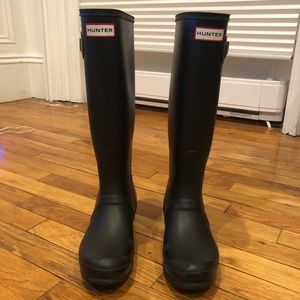 Black Tall Hunter Boots, Size 8